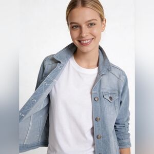 Light Denim Washed White Stripe Jacket
